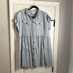 Umgee Light Blue Denim Button-Front Mini Dress